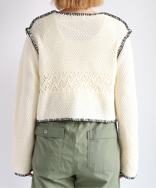 cepo（セポ）の「クロシェライン ボレロカーディガン（カーディガン/ボレロ・レディース・ライム/サックスブルー/オフホワイト・M）」の12枚目の写真