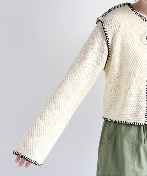 cepo（セポ）の「クロシェライン ボレロカーディガン（カーディガン/ボレロ・レディース・ライム/サックスブルー/オフホワイト・M）」の14枚目の写真