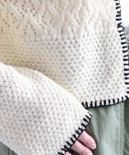 cepo（セポ）の「クロシェライン ボレロカーディガン（カーディガン/ボレロ・レディース・ライム/サックスブルー/オフホワイト・M）」の15枚目の写真