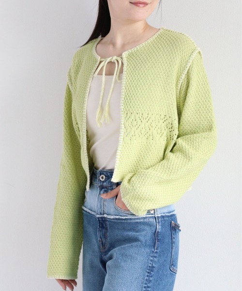 cepo（セポ）の「クロシェライン ボレロカーディガン（カーディガン/ボレロ・レディース・ライム/サックスブルー/オフホワイト・M）」の19枚目の写真