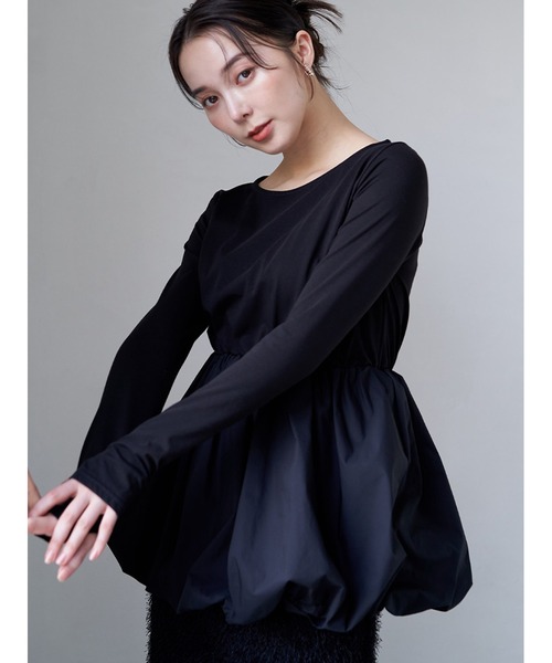 STYLEVOICE  バルーンヘムペプラムトップス セール】バルーンヘムペプラムトップス（Tシャツ/カットソー