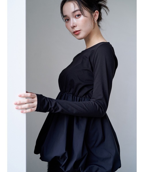 STYLEVOICE  バルーンヘムペプラムトップス セール】バルーンヘムペプラムトップス（Tシャツ/カットソー