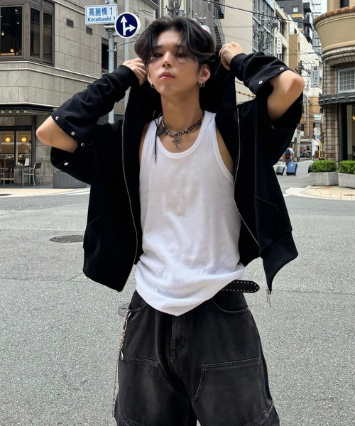 Theater code（シアターコード）の「Theater code×keisho 2WAYフーディー 2026年 夏 夏服（パーカー・メンズ・ブラック/クリーム/ダークグレー・2/3）」の9枚目の写真