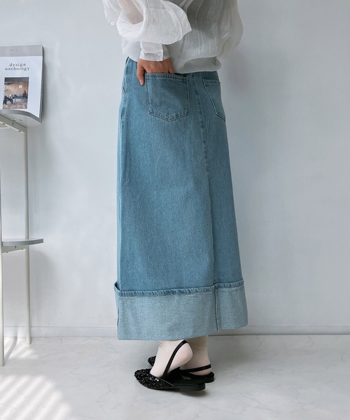 AS KNOW AS plus（アズノゥアズプラス）の「◎ロールアップデニムスカート（デニムスカート・レディース・ブラック/サックスブルー/ネイビー・FREE）」の20枚目の写真