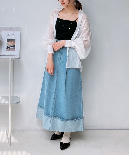 AS KNOW AS plus（アズノゥアズプラス）の「◎ロールアップデニムスカート（デニムスカート・レディース・ブラック/サックスブルー/ネイビー・FREE）」の13枚目の写真