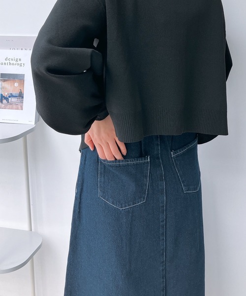 AS KNOW AS plus（アズノゥアズプラス）の「◎ロールアップデニムスカート（デニムスカート・レディース・ブラック/サックスブルー/ネイビー・FREE）」の18枚目の写真