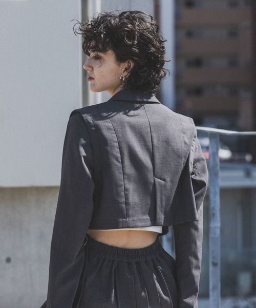 PAGEBOY（ページボーイ）の「2WAYショートジャケット（テーラードジャケット・レディース・グレー/チャコールグレー/ブラック・FREE）」の18枚目の写真