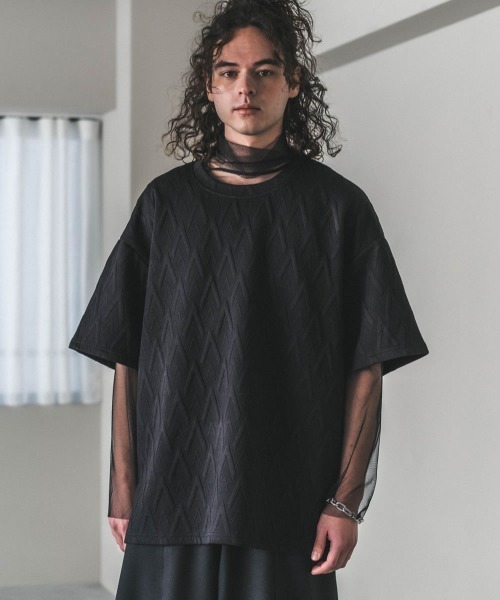 Shoowtime（ショウタイム）の「オーバーサイズエンボスパイピングTシャツ（Tシャツ/カットソー・メンズ・ホワイト系1/ブラック/ベージュ/ブラック系1/ライトグリーン/ホワイト・X-LARGE/MEDIUM/LARGE）」の22枚目の写真