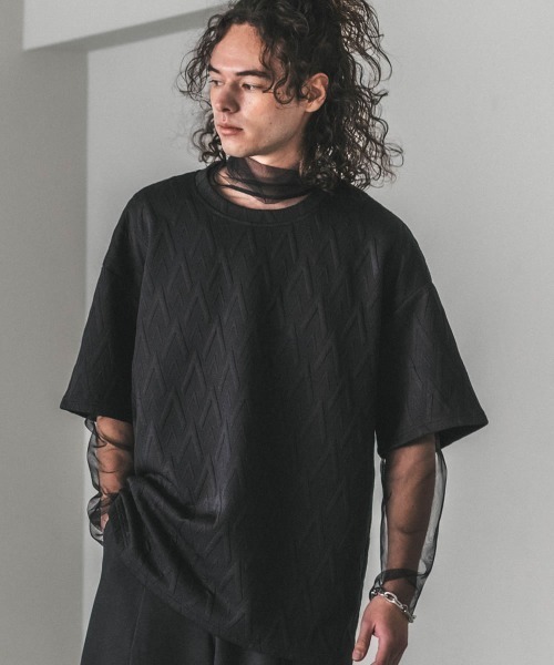 Shoowtime（ショウタイム）の「オーバーサイズエンボスパイピングTシャツ（Tシャツ/カットソー・メンズ・ホワイト系1/ブラック/ベージュ/ブラック系1/ライトグリーン/ホワイト・X-LARGE/MEDIUM/LARGE）」の21枚目の写真