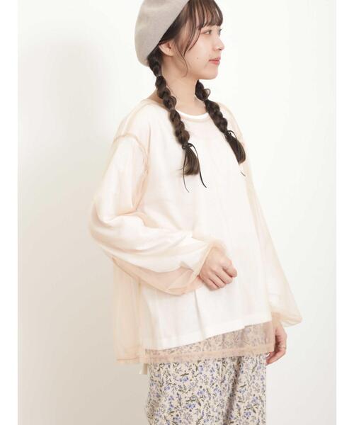 Samansa Mos2(サマンサ モスモス)の「チュールレイヤードカットソー(Tシャツ/カットソー・レディース・ブラック/ピンク/キナリ/ブルー・F)」の4枚目の写真