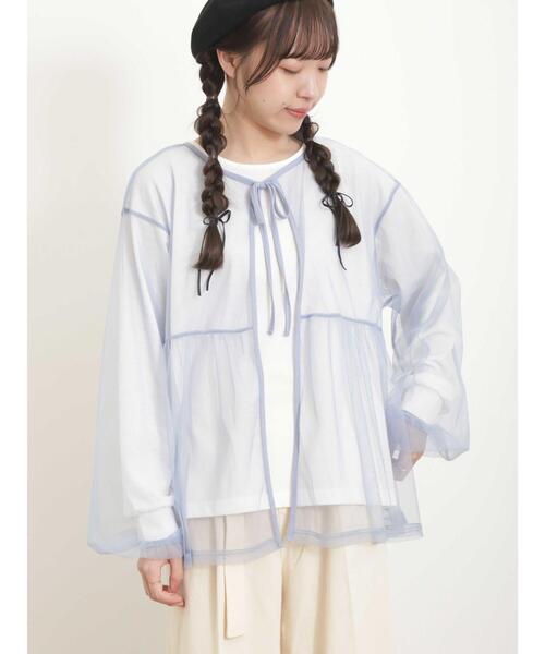 Samansa Mos2(サマンサ モスモス)の「チュールレイヤードカットソー(Tシャツ/カットソー・レディース・ブラック/ピンク/キナリ/ブルー・F)」の8枚目の写真