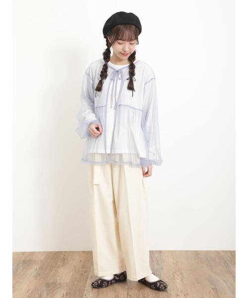 Samansa Mos2(サマンサ モスモス)の「チュールレイヤードカットソー(Tシャツ/カットソー・レディース・ブラック/ピンク/キナリ/ブルー・F)」の13枚目の写真