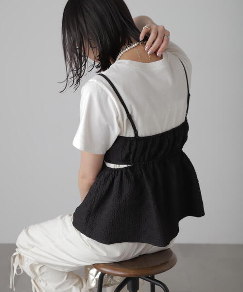 FREE'S MART（フリーズマート）の「◆サイドカッティングペプラムビスチェ（シャツ/ブラウス・レディース・ホワイト/ピンク/ブラック・FREE）」の6枚目の写真