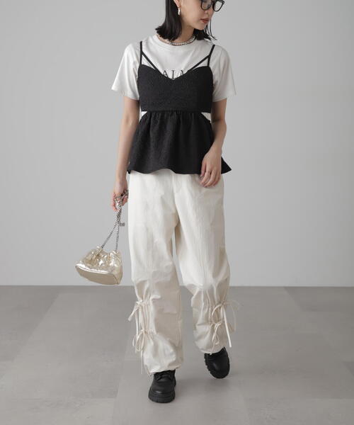 FREE'S MART（フリーズマート）の「◆サイドカッティングペプラムビスチェ（シャツ/ブラウス・レディース・ホワイト/ピンク/ブラック・FREE）」の8枚目の写真