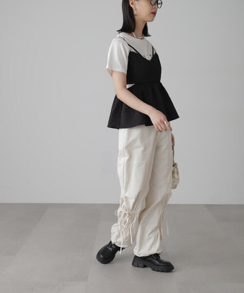 FREE'S MART（フリーズマート）の「◆サイドカッティングペプラムビスチェ（シャツ/ブラウス・レディース・ホワイト/ピンク/ブラック・FREE）」の9枚目の写真