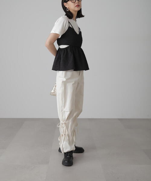 FREE'S MART（フリーズマート）の「◆サイドカッティングペプラムビスチェ（シャツ/ブラウス・レディース・ホワイト/ピンク/ブラック・FREE）」の11枚目の写真