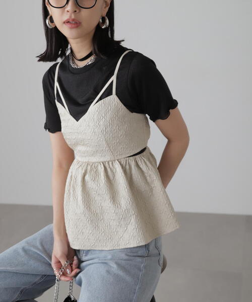 FREE'S MART（フリーズマート）の「◆サイドカッティングペプラムビスチェ（シャツ/ブラウス・レディース・ホワイト/ピンク/ブラック・FREE）」の20枚目の写真