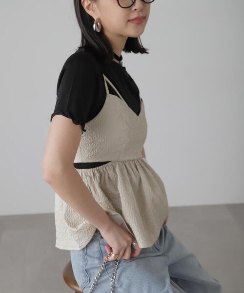 FREE'S MART（フリーズマート）の「◆サイドカッティングペプラムビスチェ（シャツ/ブラウス・レディース・ホワイト/ピンク/ブラック・FREE）」の21枚目の写真