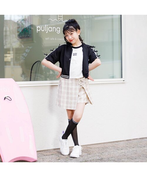 algy（アルジー）の「【ACTIVE/接触冷感/セットアップ可】タンタケりぼんライントラックジャケット（カーディガン/ボレロ・キッズ・ブラック/グリーン・XX-SMALL/SMALL/MEDIUM/X-SMALL）」の3枚目の写真