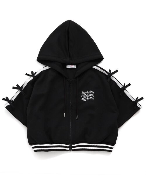 algy（アルジー）の「【ACTIVE/接触冷感/セットアップ可】タンタケりぼんライントラックジャケット（カーディガン/ボレロ・キッズ・ブラック/グリーン・XX-SMALL/SMALL/MEDIUM/X-SMALL）」の6枚目の写真