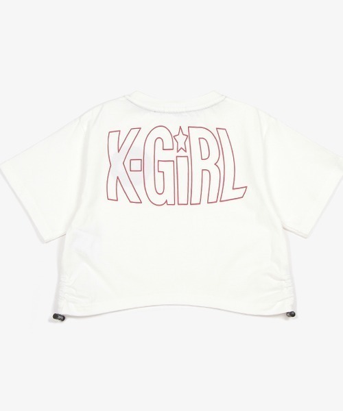X-girl Stages（エックスガールステージス）の「脇シャーリングビッグロゴ半袖Tシャツ（Tシャツ/カットソー・キッズ・オフホワイト/ブラック/ピンク・110cm/120cm/130cm/140cm/100cm/90cm）」の5枚目の写真