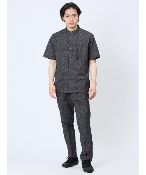 レノマ オム サッカープリント スタンドカラー半袖シャツ(セットアップ可能)（シャツ/ブラウス）｜renoma HOMME（レノマオム）
