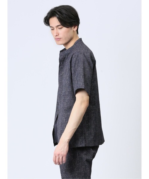 レノマ オム サッカープリント スタンドカラー半袖シャツ(セットアップ可能)（シャツ/ブラウス）｜renoma HOMME（レノマオム）