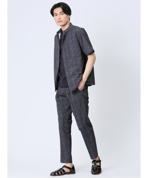 レノマ オム サッカープリント スタンドカラー半袖シャツ(セットアップ可能)（シャツ/ブラウス）｜renoma HOMME（レノマオム）