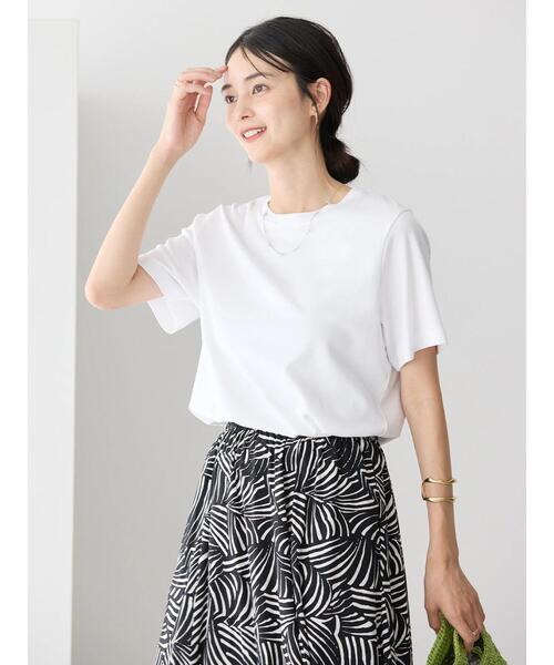 AMERICAN HOLIC(アメリカンホリック)の「キレイcottonクルーネックカットプルオーバー(Tシャツ/カットソー・レディース・ブラック/オフホワイト・S/M/L)」の12枚目の写真