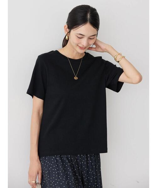 AMERICAN HOLIC(アメリカンホリック)の「キレイcottonクルーネックカットプルオーバー(Tシャツ/カットソー・レディース・ブラック/オフホワイト・S/M/L)」の13枚目の写真