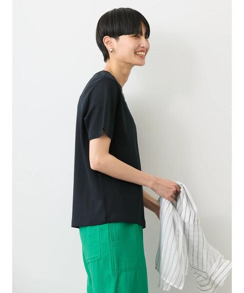 AMERICAN HOLIC(アメリカンホリック)の「キレイcottonクルーネックカットプルオーバー(Tシャツ/カットソー・レディース・ブラック/オフホワイト・S/M/L)」の20枚目の写真