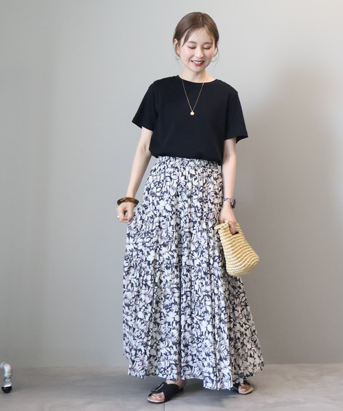 AMERICAN HOLIC(アメリカンホリック)の「キレイcottonクルーネックカットプルオーバー(Tシャツ/カットソー・レディース・ブラック/オフホワイト・S/M/L)」の9枚目の写真