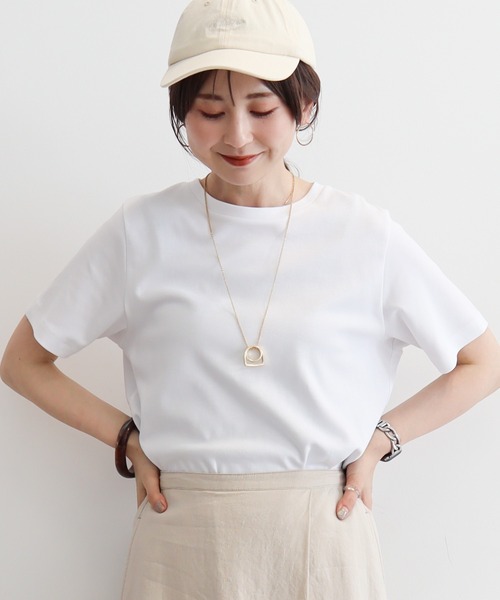 AMERICAN HOLIC(アメリカンホリック)の「キレイcottonクルーネックカットプルオーバー(Tシャツ/カットソー・レディース・ブラック/オフホワイト・S/M/L)」の11枚目の写真