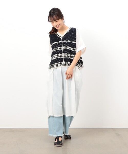 ONIGIRI(オニギリ)の「インドコットン タックワンピース(ワンピース・レディース・チャコール/ネイビー/ホワイト・FREE)」の5枚目の写真