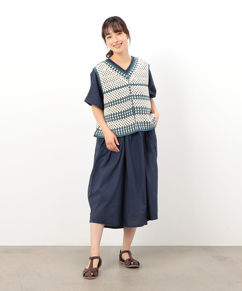 ONIGIRI(オニギリ)の「インドコットン タックワンピース(ワンピース・レディース・チャコール/ネイビー/ホワイト・FREE)」の11枚目の写真