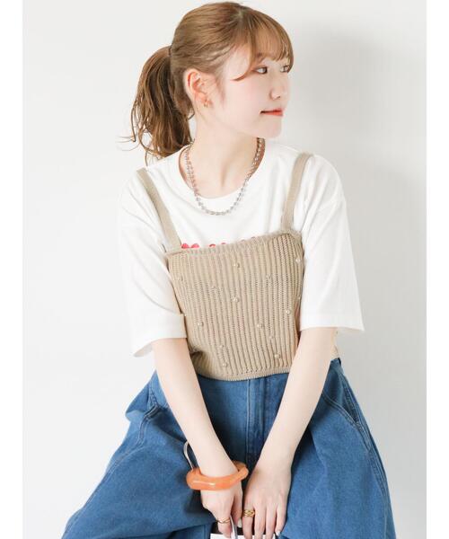 ehka sopo（エヘカソポ）の「◎パールビスチェ（ニット/セーター・レディース・ブラック/ベージュ・F）」の17枚目の写真