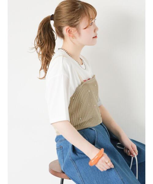 ehka sopo（エヘカソポ）の「◎パールビスチェ（ニット/セーター・レディース・ブラック/ベージュ・F）」の16枚目の写真