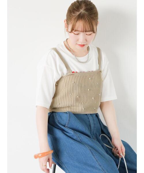 ehka sopo（エヘカソポ）の「◎パールビスチェ（ニット/セーター・レディース・ブラック/ベージュ・F）」の8枚目の写真