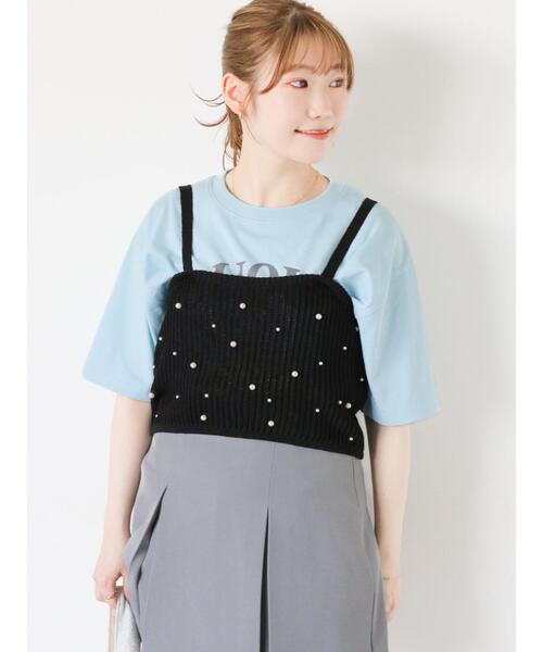 ehka sopo（エヘカソポ）の「◎パールビスチェ（ニット/セーター・レディース・ブラック/ベージュ・F）」の5枚目の写真