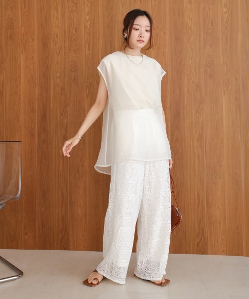 Bab（バブ）の「ブロックレースストレートパンツ（その他パンツ・レディース・オフホワイト/ホワイト系その他/ブラック・M）」の5枚目の写真