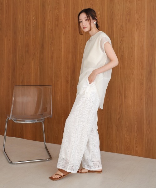 Bab（バブ）の「ブロックレースストレートパンツ（その他パンツ・レディース・オフホワイト/ホワイト系その他/ブラック・M）」の7枚目の写真