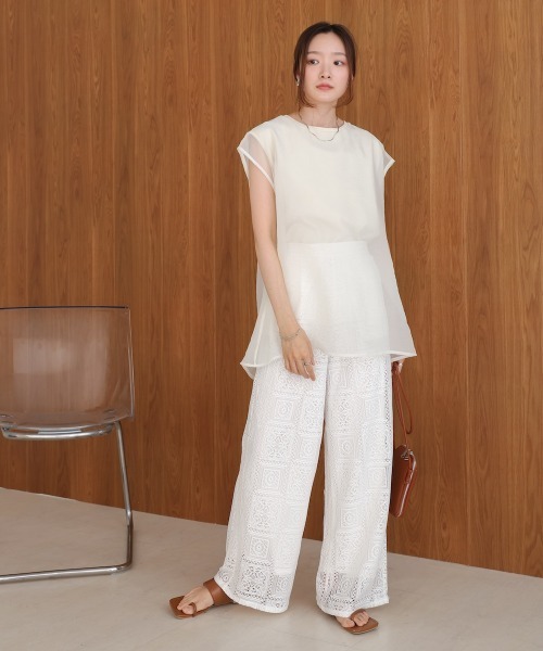 Bab（バブ）の「ブロックレースストレートパンツ（その他パンツ・レディース・オフホワイト/ホワイト系その他/ブラック・M）」の11枚目の写真