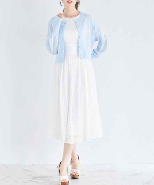 パール釦シアーラメニットカーディガン（カーディガン/ボレロ