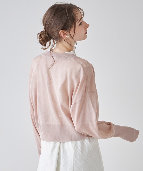 tocco closet(トッコ クローゼット)の「パール釦シアーラメニットカーディガン(カーディガン/ボレロ・レディース・サックスブルー/ピンクベージュ/ミント/ブラック/オフホワイト・M)」の17枚目の写真