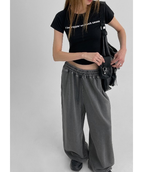 BLACKUP（ブラックアップ）の「[MADE]  ティッセル SET - ウォッシングバンディングワイドパンツ（スウェットパンツ・レディース・チャコール/ダークグレー/ピンク/スカイブルー・ONESIZE）」の10枚目の写真