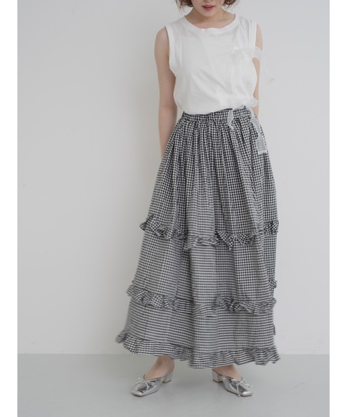 JUMELLE（ジュメロ）の「gingham check skirt【低身長~高身長】（スカート・レディース・ブラック・FREE）」の7枚目の写真