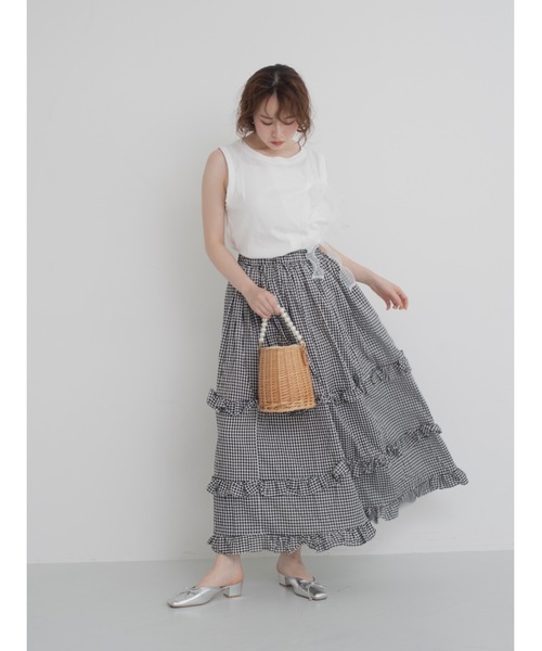 JUMELLE（ジュメロ）の「gingham check skirt【低身長~高身長】（スカート・レディース・ブラック・FREE）」の11枚目の写真