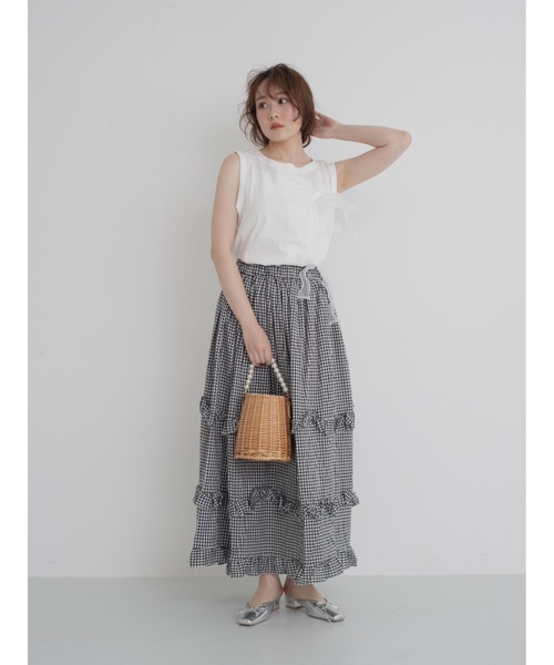 JUMELLE（ジュメロ）の「gingham check skirt【低身長~高身長】（スカート・レディース・ブラック・FREE）」の12枚目の写真