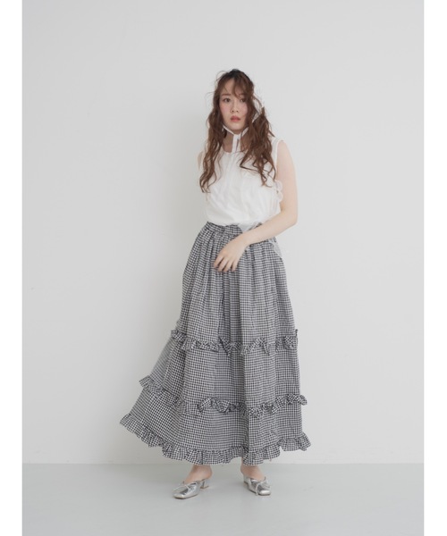 JUMELLE（ジュメロ）の「gingham check skirt【低身長~高身長】（スカート・レディース・ブラック・FREE）」の3枚目の写真