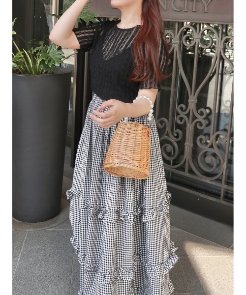 JUMELLE（ジュメロ）の「gingham check skirt【低身長~高身長】（スカート・レディース・ブラック・FREE）」の15枚目の写真